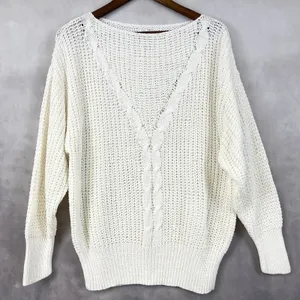 Cottagecore Handmade Womens Sweater L Retro Cable Knit Coastal Grandma Minimal‎ thumbnail 1