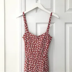 Faithfull the Brand Playa Red Floral Cropped Wide Leg Jumpsuit Tie Back XS 2 thumbnail 5