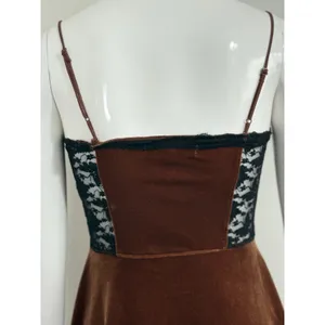 Urban Outfitters Brown Velvet Lace Corset Sleep Dress Fairycore Whimsigoth S thumbnail 8