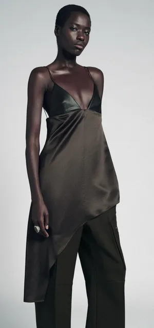 ZARA Satin‎ Asymmetric Tunic thumbnail 1