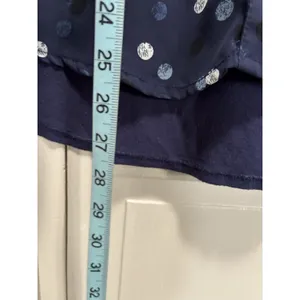Fortune +‎ Ivy Polka Dot Chiffon Blue/White 3/4 Tie Sleeve Button Blouse Size M thumbnail 4
