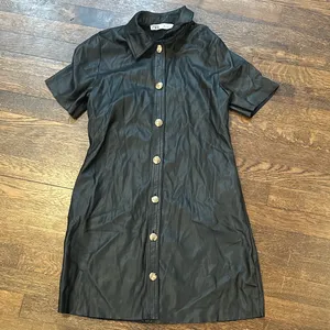 Gold Button Leather Zara Dress thumbnail 2