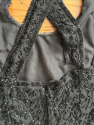 Vintage Black Beaded Dress - Women's silk Evening Dress Ibiza small thumbnail 5