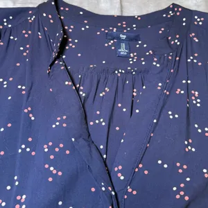 Gap Womens Size Medium Navy Blue Polka Dot Tie Waist Shift Dress Long Sleeve thumbnail 6