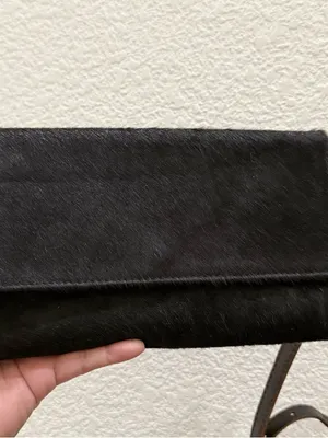 FREEBIRD By Steven Lola Black Calf Hair Leather Wallet Clutch Crossbody Bag thumbnail 9