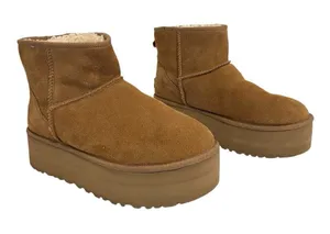 UGG Chestnut Suede Platform Ankle Booties thumbnail 1