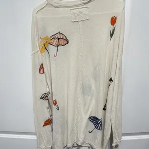 We The Free Ivory Embroidered Knit Long Sleeve Crew Neck Pullover Top Size M thumbnail 8