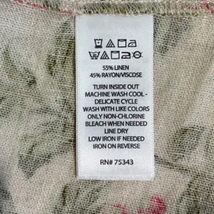 Laura Ashley Linen Blend‎ Floral Shift Dress Scalloped Hem Pink Green M thumbnail 7