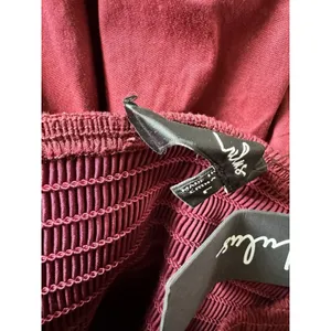 NWD Lulus Tandria Burgundy Smocked Sleeveless Midi Dress Size Large thumbnail 9