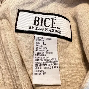 Bice by Sag Harbor Beige Linen Blend Dress Woman’s Size Large Sleeveless Neutral thumbnail 8