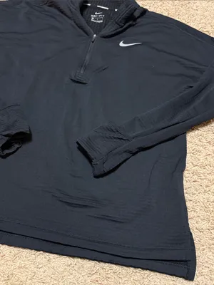 Nike Black Long Sleeve Half-Zip Pullover with White Swoosh thumbnail 3