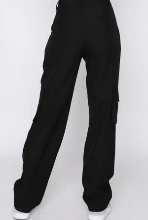 White Fox Black Cargo Pants with Metal Detail thumbnail 3