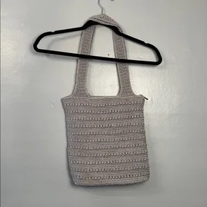 The Sak Woven Top ZIp closure Crotchet Bag cream thumbnail 5