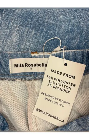 Mila Rosabella Trompe L'oeil Denim Print Sweatpants Wide Leg Pants Size Small thumbnail 6