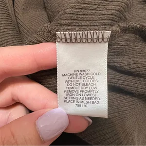 Liz Claiborne Chocolate Brown Y2K Style Ribbed Cotton Top Size L thumbnail 8