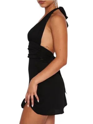 White Fox Boutique NWT Women’s Size XL Black Sweet Fantasy Halter Mini Dress thumbnail 9