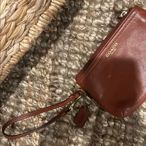 Coach Mini Leather Wristlet/Card Wallet In Saddle Brown thumbnail 6