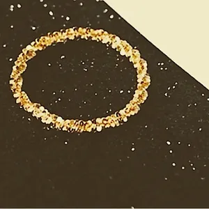 Sparkling‎ Yellow Gold Plated 925 Margarita Chain Flexible Ring, Sz 6.5 thumbnail 2