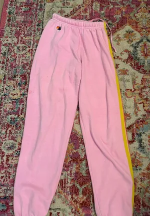 Aviator Nation Sweatpants 5 Stripe Pink Neon thumbnail 1