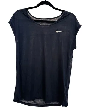 237 | Nike Dri-FIT Womens Large Cap Sleeve Running Workout‎ Top Black thumbnail 1