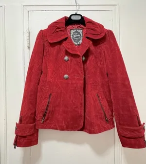 2000s Guess red suede leather jacket size medium rare Y2K thumbnail 1