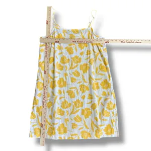 Old Navy Yellow Floral Linen Blend Mini Dress‎ L Adjustable Straps Sundress thumbnail 3