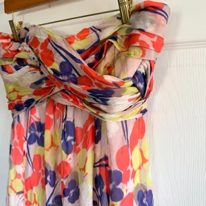 Rubber Ducky Floral Strapless Maxi Dress LARGE thumbnail 5