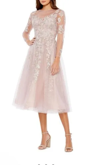 MAC DUGGAL Lace Tulle A Line Midi Dress thumbnail 1