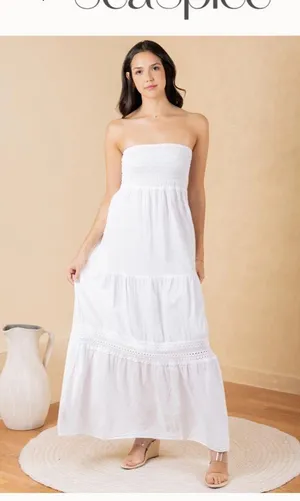 Seaspice Strapless Maxi Dress White Size L thumbnail 4