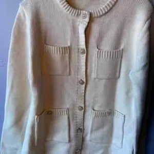 ZARA Cream Ivory 4-Pocket Button Front Cardigan Sweater Crew Neck Knit thumbnail 1