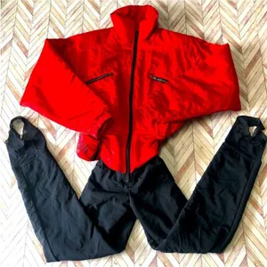 Nils Vintage 1980s red and black skisuit with belt thumbnail 1