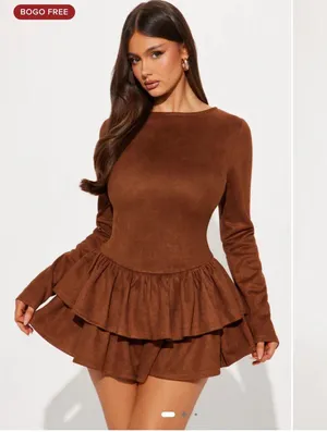 Western faux suede l/s romper thumbnail 3