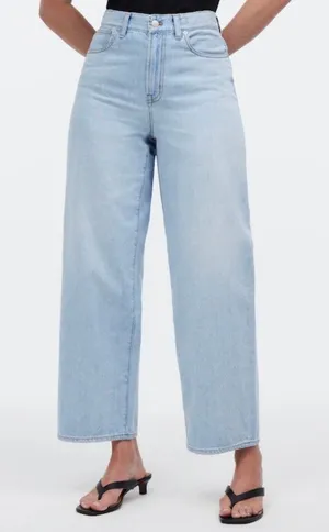 Madewell the perfect vintage wide-leg crop jeans light blue size 24 thumbnail 1