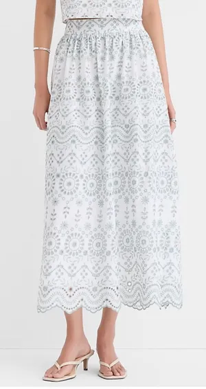 Loft Embroidered Eyelet Petite Maxi Skirt 2P thumbnail 1