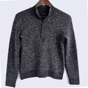 Theory Women's‎ SP Gray Merino Wool Alpaca Blend Mock Neck 1/4 Button Sweater thumbnail 1
