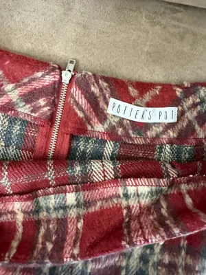 Potter's Pot Red Plaid Wool Mini Skirt thumbnail 3