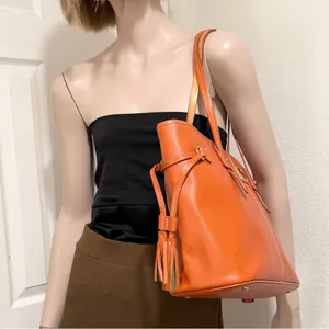 Authentic Dooney & Bourke Davis Tassel Orange Saffiano Leather Large Tote Bag thumbnail 6