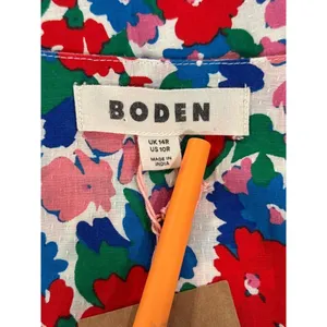 NEW Boden Midi Dress Pink Lillian Cotton Floral V Neck Puff Sleeve Boho US 10 thumbnail 5