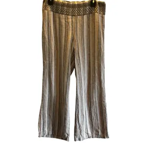 Indigo Rein Linen blend striped pants Large boho Beachy thumbnail 2