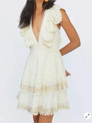 Farm Rio Cotton Beaded Eyelet Mini Dress Size small thumbnail 2