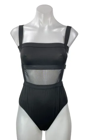 Superdown Camille Black Mesh Sleeveless Square Neck Strappy Back Bodysuit Size S thumbnail 1