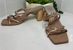 Dolce Vita Women’s Nude Block Heel Sandals Size 9 Square Toe Slip On thumbnail 1