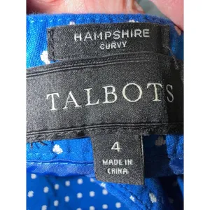 Talbots Hampshire‎ Curvy Blue Polka Dot Ankle Pants Size 4 thumbnail 3