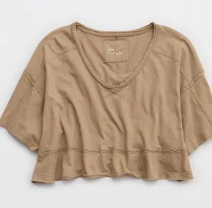 Aerie happiest v-neck crop top shirt thumbnail 1