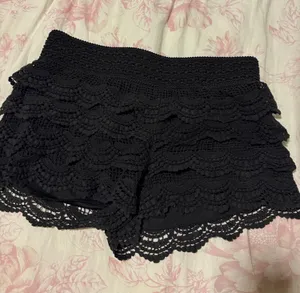 black ruffle shorts thumbnail 1