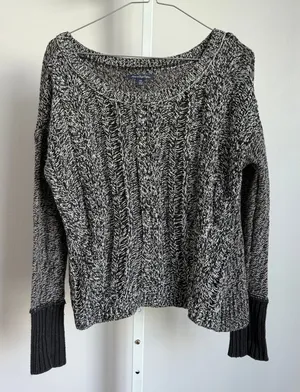 American Eagle Outfitters Sweater Knit Black White‎ sz M Preppy Casual thumbnail 1