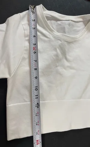 OFFLINE By Aerie Seamless Top Womens M White Cropped Long Sleeve Activewear thumbnail 8