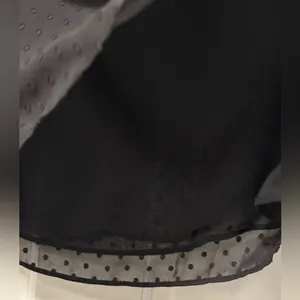 Loft Swiss‎ Dot Layered Ruffle Long Sleeve Keyhole Blouse Black Chiffon Small thumbnail 6