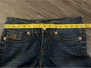 VTG Seven7 Bootcut Jeans Sz 6P Blue Dark Wash Embroidered thumbnail 4