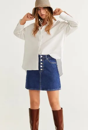 Mango Button denim miniskirt thumbnail 1